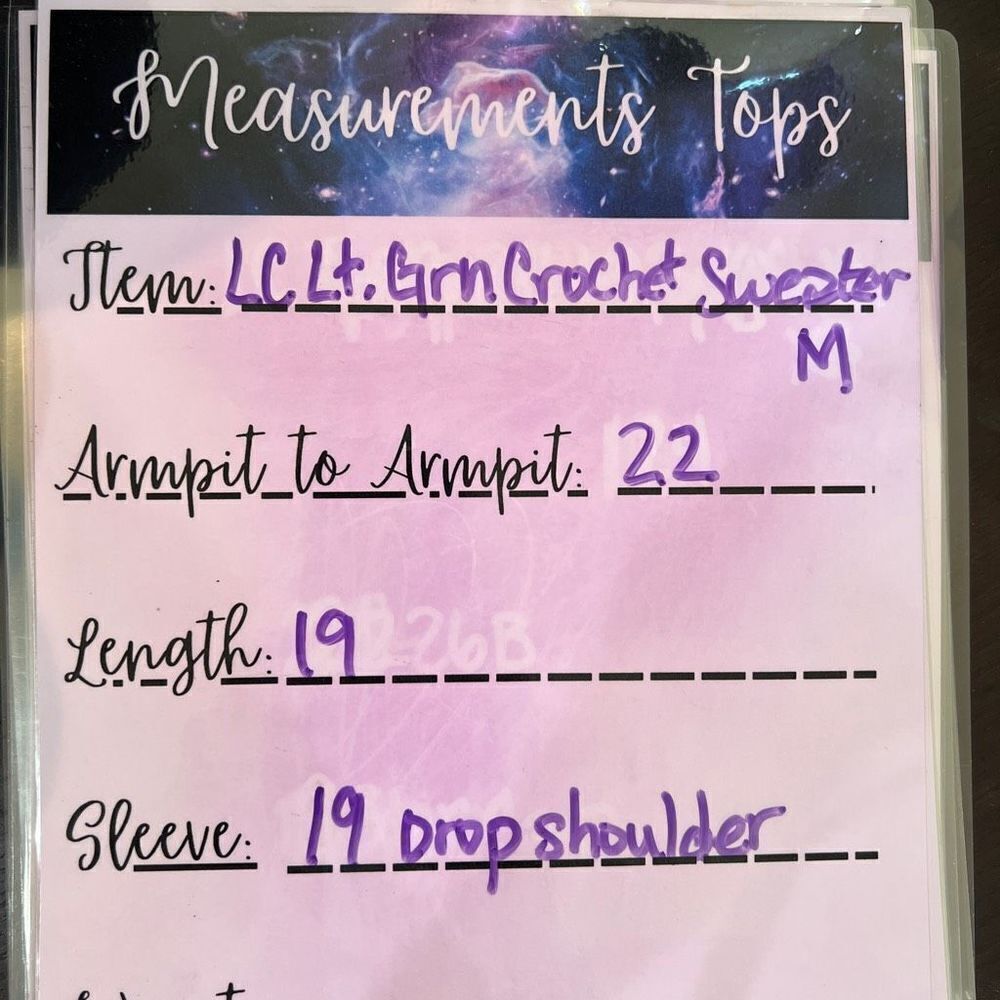 LC Lauren Conrad Multi Pattern Crochet Cropped Sweater - Light Green - M - Picture 9 of 15